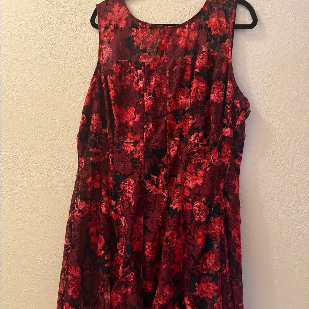 Lane Bryant Red and Black Lace Dress
